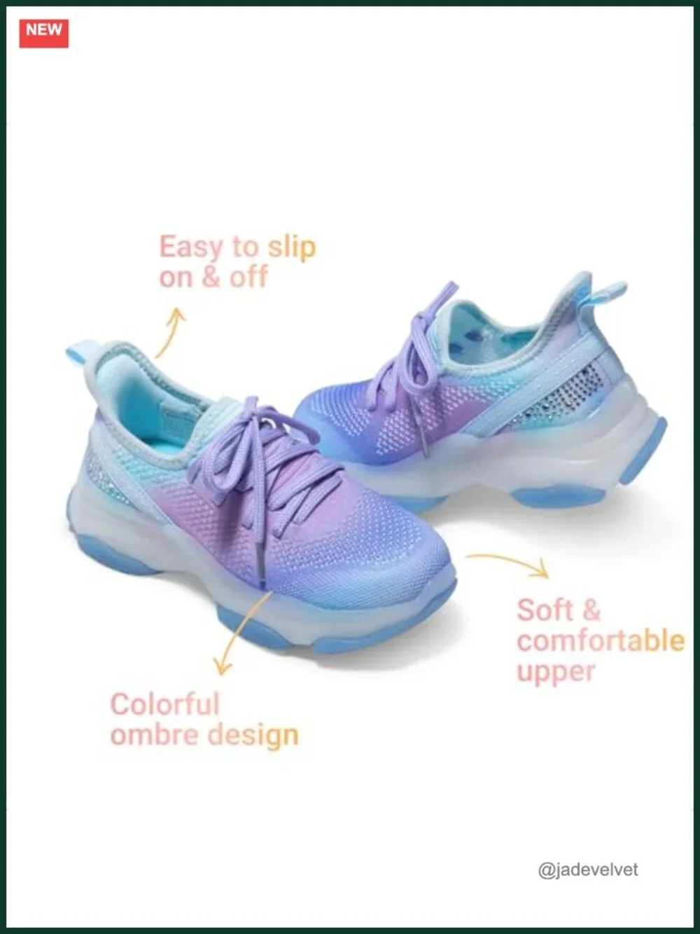 Girls Slip-On Sneakers Jelly Sole Breathable Cushioned Footbed Anti Slip